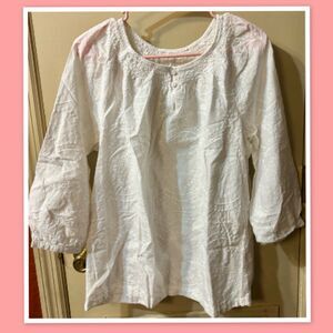Women’s White 2-Button Blouse ~ Size XL